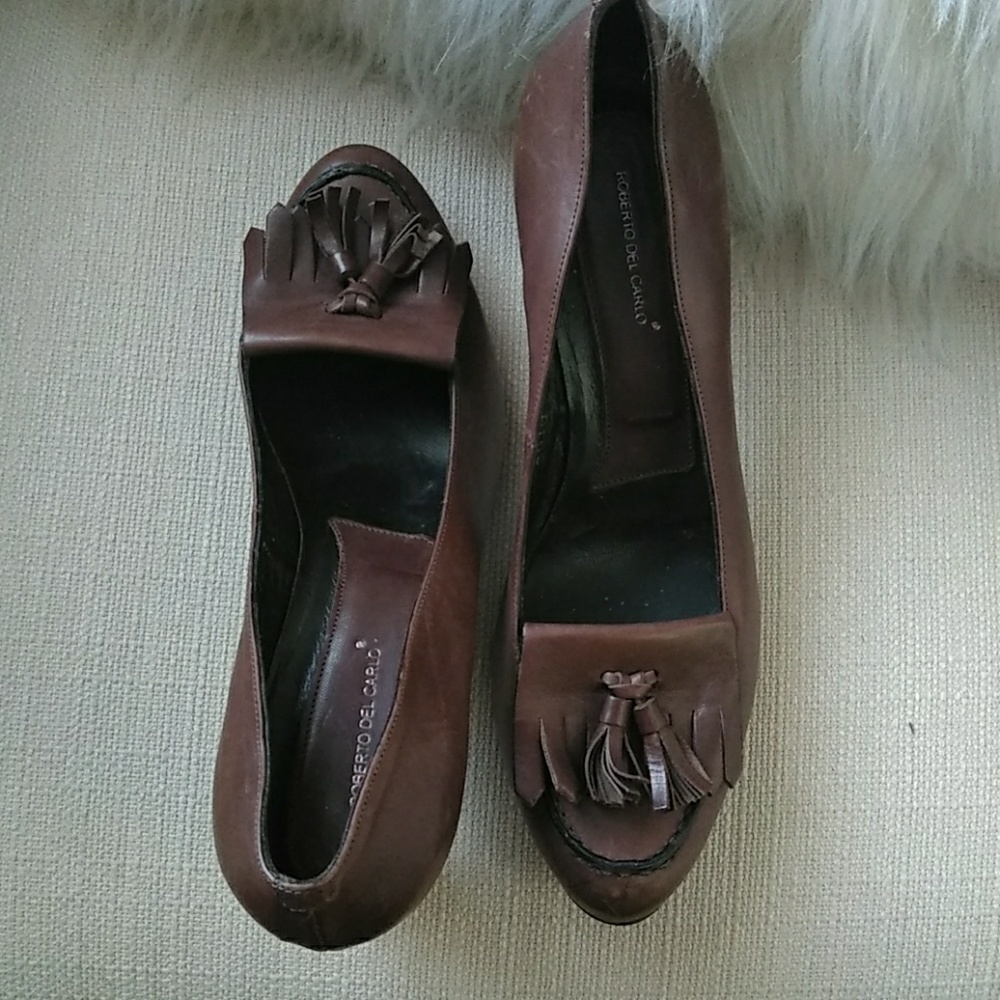 Roberto del Carlo brown leather shoe size 9 - Picture 6 of 8